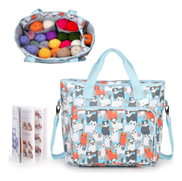 Bolso Organizador De Crochet Con Multibolsillos Para Lana 0