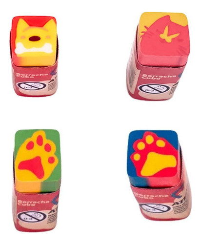Borracha Cubo Decorado Pets Leonora Kit Com 4 0