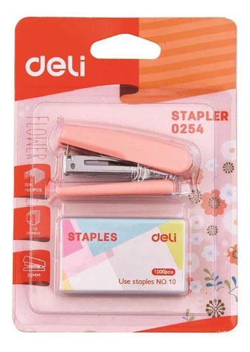 Abrochadora Deli E0254 Rosa Incluye Caja De 1000 Broches 0