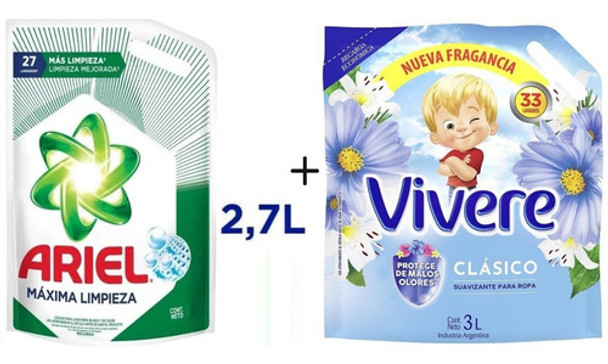 Jabón Liquido Para La Ropa Ariel + Suavizante Vivere 0 Jabón Liquido Para La Ropa Ariel + Suavizante Vivere 0