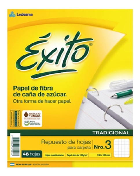 Repuesto N°3 Exito 48 Hojas Cuadriculadas 0