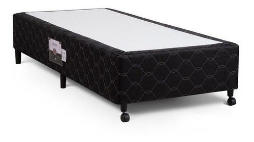 Cama Box Simples Castor Solteiro Poli Preto 96x203x27cm 0