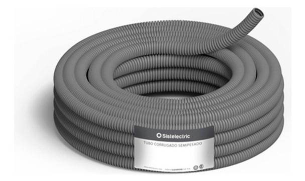 Caño Corrugado Gris Semipesado Losa 25mm 1puLG Rollo X 50mts 0