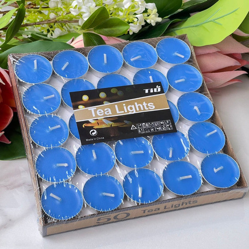 Set 50 Velas Decorativas Larga Duración Azul 0