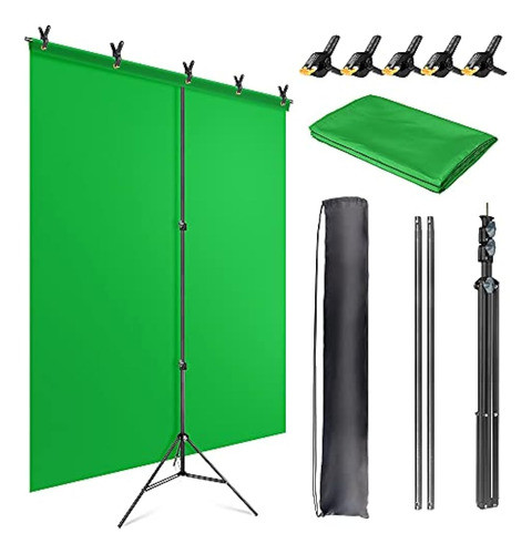 Jebutu 5x6.5ft Fondo De Pantalla Verde Con Kit De Soporte, P 0