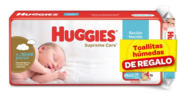 Huggies Supreme Care Recien Nacido X 34 + Toalla De Regalo 0 Huggies Supreme Care Recien Nacido X 34 + Toalla De Regalo 0