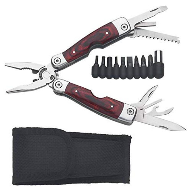 Multitool De Acero Inoxidable Con Mango De Madera Maxam Skwm 0