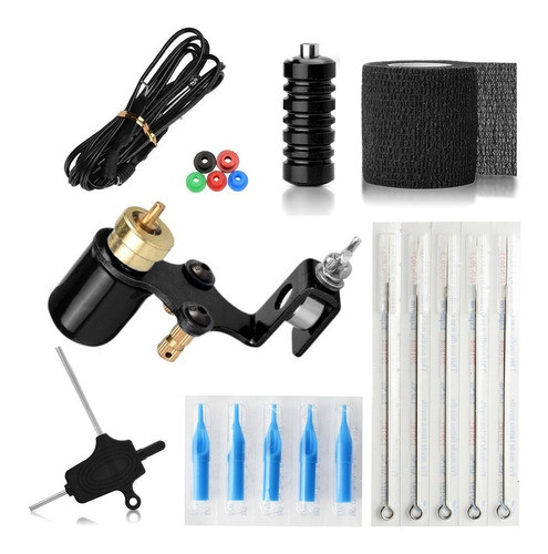 Kit Tattoo Máquina Rotativa Mini + Cable Y Accesorios 0