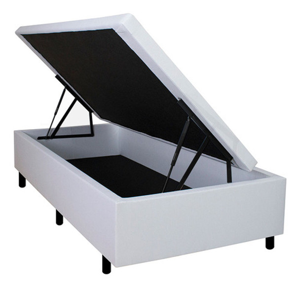 Base Box Baú Solteirão 96x203 Courino Linho Branco 0
