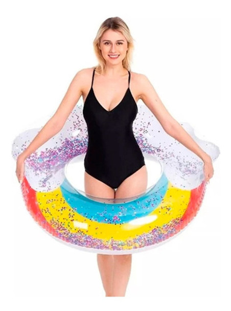 Inflable Anillo Arcoiris Con Glitter 0