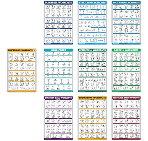 Paquete De 10 Quickfit - Juego De Póster De Ejercicios - Vol 0