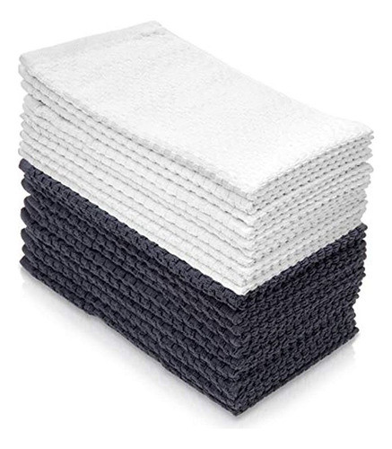 Simpli-magic 79331 Toallas De Mano De Algodón, Gris/blanco, 0
