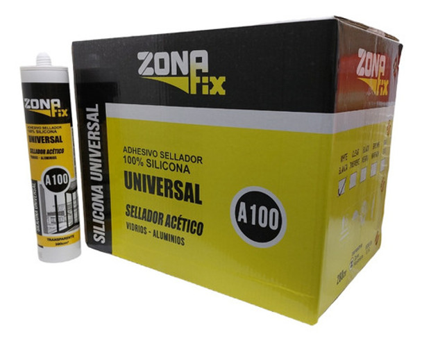 24 Selladores De Silicona Acética Zonafix A100 Transp 280cm3 0