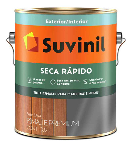 Esmalte Suvinil Plata 3.6l Seca Rápido Base Agua Brillante 0