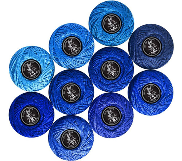 Hilo De Crochet Serie Azul Claro, Tamaño 8, 10 Bolas 0