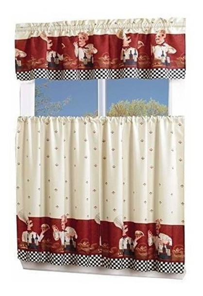 Cortina Marcielo De 3 Piezas Con Estampado Floral Para Cocin 0