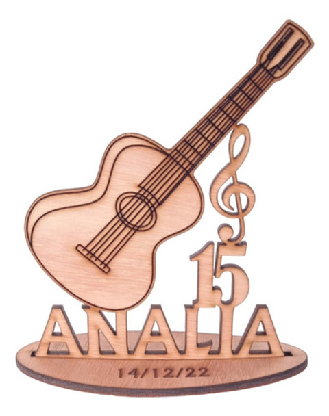 10 Centro De Mesa Cumpleaños Guitarra Personalizado Tipo Mdf 0
