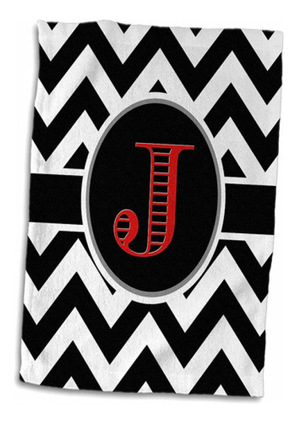 3d Rosa Negro Y Blanco Chevron Monograma Rojo Inicial J Toal 0