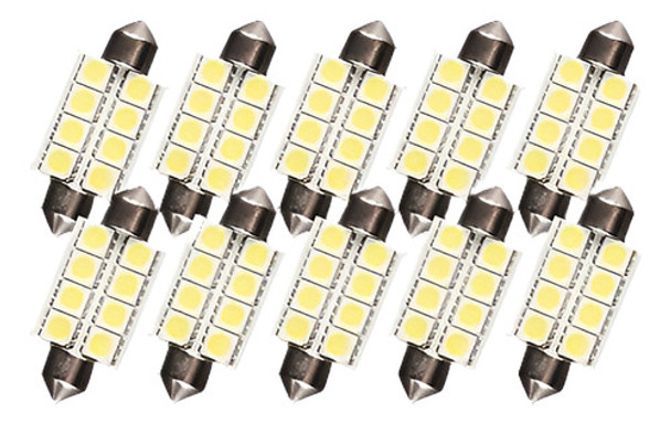 10 X Dc 12v 578 211-2 Adorno 42mm 8 5050 Led Interior 7000k 0