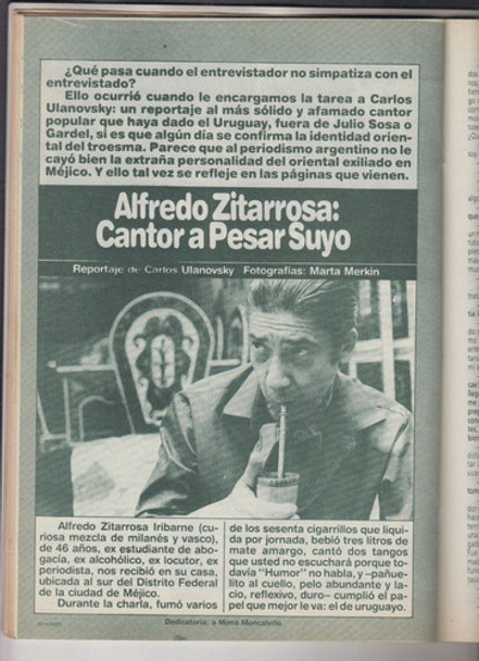 1982 Zitarrosa Reportaje Por Ulanovsky Fotos Revista Humor 0