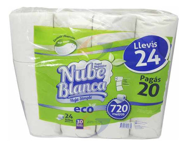 Papel Higiénico Nube Blanca 30mt. X24 Serviciopapelero 0