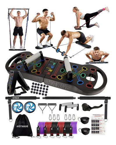 Equipo De Ejercicio Portátil Hotwave Con 16 Accesorios De Gi 0