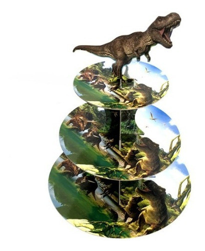 Soporte Cupcake Dinosaurio - 30 X 40 Cm - Universo Mágico 0