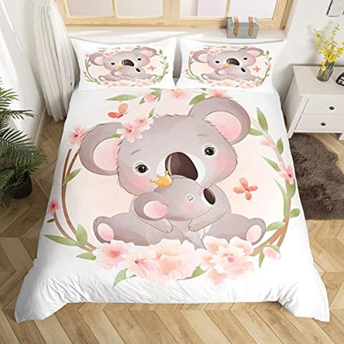 Homewish Cartoon Cute Koala Pink Flowers Pattern Juego De Ro 0
