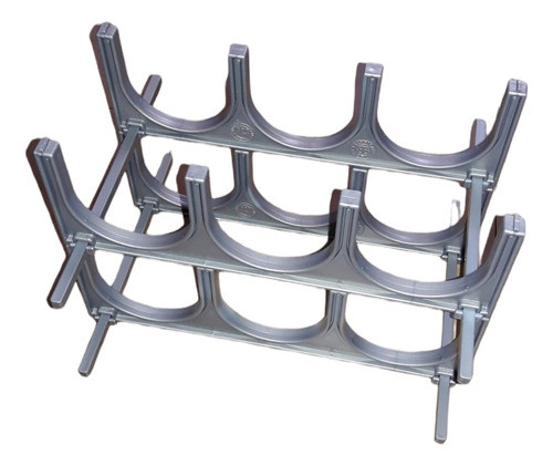 Bodega  Plástica Apilable Para 6 Botellas(gris Perlado) 0