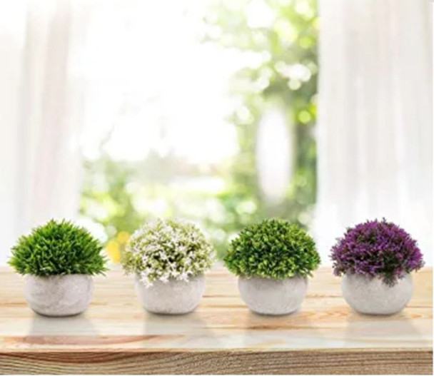 Plantas Arbusto Decorativa X 4 En Maceta Artificial 0