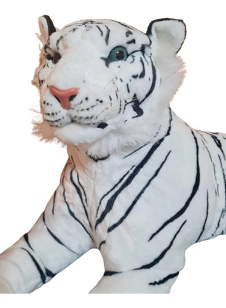 Tigre De Peluche Gigante 1.10m Blanco Y Marron 0