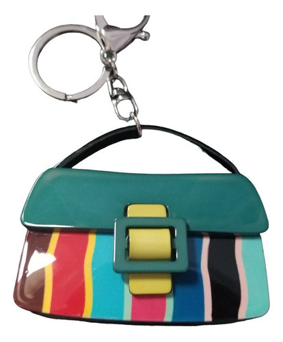 Llavero Cartera Verde Rayada 0