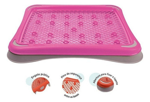 Bandeja Sanitaria Pipi Tapete 55x48x 5,7cm Rosa 0