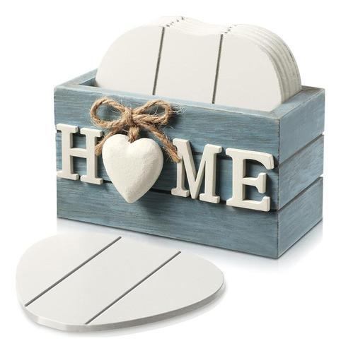 Posavasos Para Bebidas, Posavasos De Corazón De Madera Juego 0