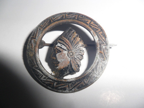 Apache Cabeza Indio Aborigen Prendedor  Circular  Metalico 0