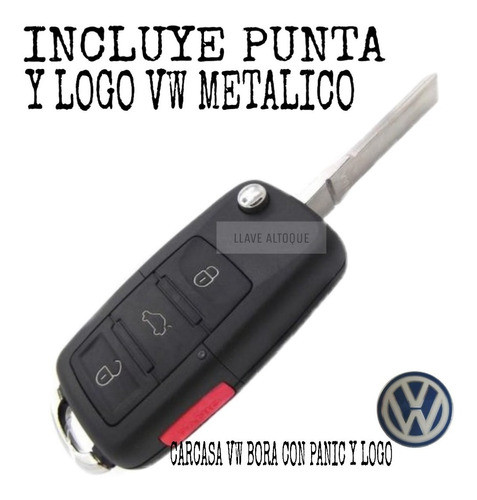 Carcasa Llave Navaja Vw Bora Con Panic 3 Botones 0