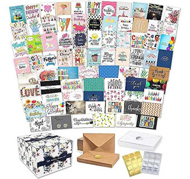 100 Caja De Surtido De Tarjetas Para Todas Las Ocasiones Con 0