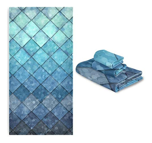 Juego De Toallas De Baño Zoeo Mermaid Blue 3 Toallas Ultra S 0