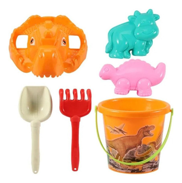 Juguete De Playa Balde- Dino Con Accesorios Naranja 0