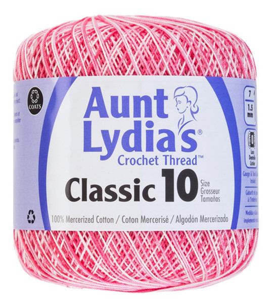 Hilo De Crochet Clásico Aunt Lydia, Tamaño 10, Rosa 0