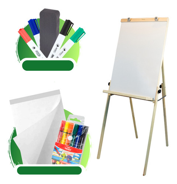 Cavalete Flip Chart + Folhas Canetas E Marcadores 0