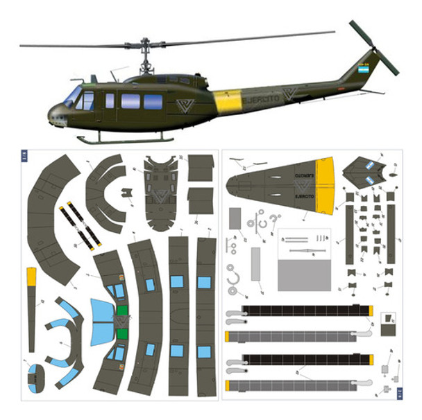 Helicóptero Bell Uh-1 Escala 1:48 Papercraft (envio X Mail) 0