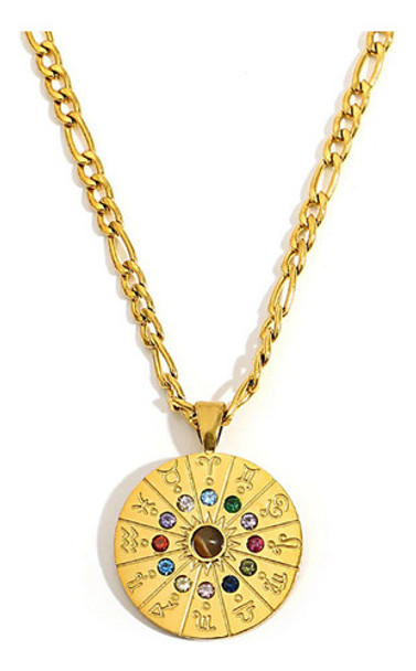 Collar Medallon Astral Signos Zodiaco Bañado En Oro De 18 0 Collar Medallon Astral Signos Zodiaco Bañado En Oro De 18 0