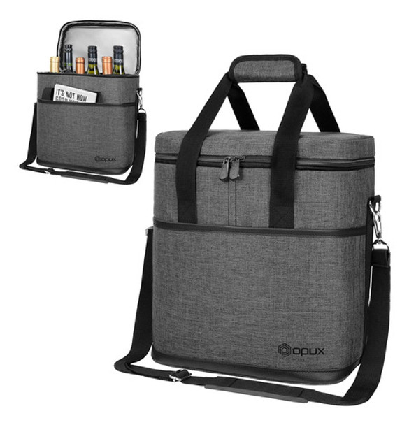 Bolso Aislado Para 6 Botellas, Tamaño Portable, Gris Carbón 0