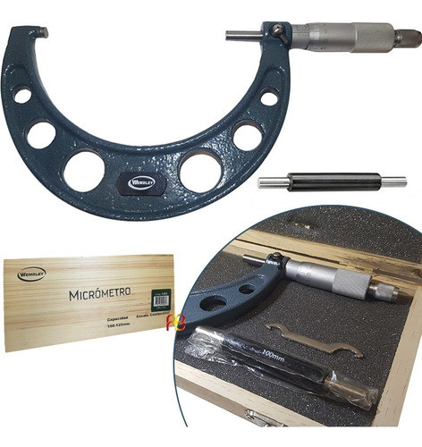 Micrómetro Exterior 100 125 Mm 0,01 Profesional Con Estuche 0