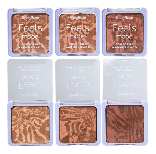 Kit C/6 Paleta Contorno Marmorizado Mood - Ruby Rose Atacado 0