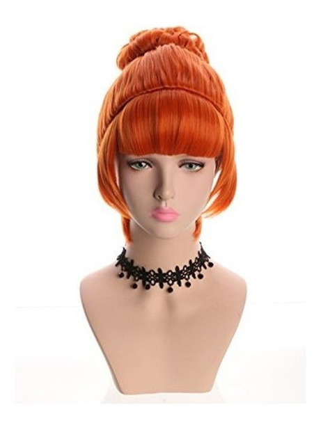 Yuehong Cosplay Wig Orange Bun Pelucas De Pelo Sintetico Riz 0