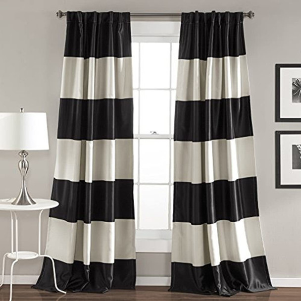 Exuberante Decoración Montego Ventana Cortina De Rayas Set 0