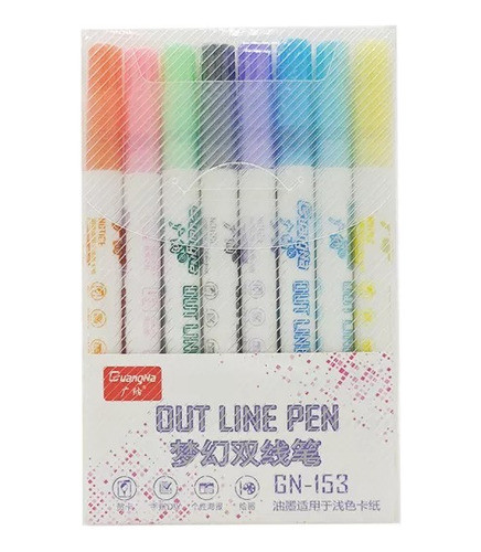 Marcador De Colores Outliner X8u Contorno Metalico 0