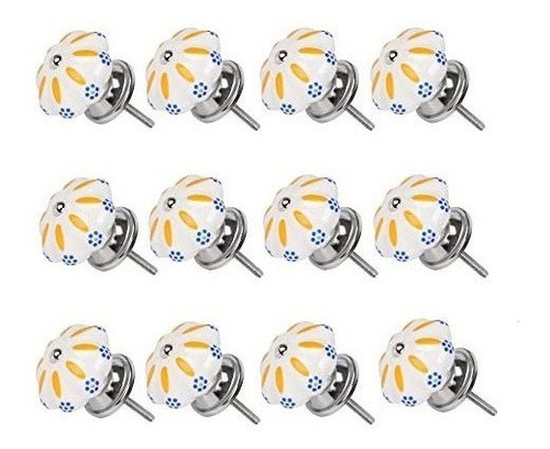 Tiradores De Muebles De Ceramica Pintada Floral Gazania 12u. 0